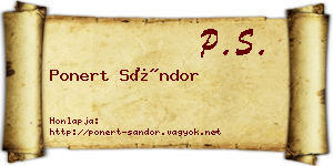 Ponert Sándor névjegykártya